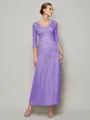 Sheath/Column V-neck Ankle-Length 30D Chiffon Mother of the Bride Dresses With Beading