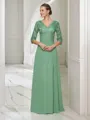 A-Line/Princess V-neck Floor-Length Chiffon Mother of the Bride Dresses With Lace