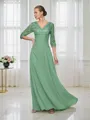 A-Line/Princess V-neck Floor-Length Chiffon Mother of the Bride Dresses With Lace