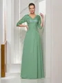 A-Line/Princess V-neck Floor-Length Chiffon Mother of the Bride Dresses With Lace