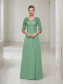 A-Line/Princess V-neck Floor-Length Chiffon Mother of the Bride Dresses With Lace