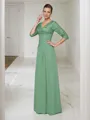 A-Line/Princess V-neck Floor-Length Chiffon Mother of the Bride Dresses With Lace