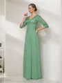 A-Line/Princess V-neck Floor-Length Chiffon Mother of the Bride Dresses With Lace