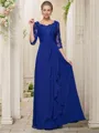 A-Line/Princess Scoop Floor-Length Chiffon Mother of the Bride Dresses With Lace