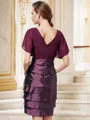 A-Line/Princess V-neck Knee-Length Taffeta Mother of the Bride Dresses With Ruffles