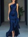 Sheath One-Shoulder Ruffles Asymmetrical Mother of the Bride Dress