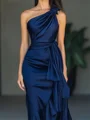 Sheath One-Shoulder Ruffles Asymmetrical Mother of the Bride Dress