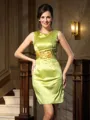 Sheath/Column Scoop Short/Mini Silk like Satin Mother of the Bride Dresses With Beading