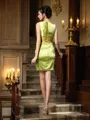 Sheath/Column Scoop Short/Mini Silk like Satin Mother of the Bride Dresses With Beading