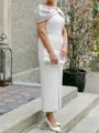 Sheath V-neck Short Sleeves Bow Ankle-Length Stretch Crepe Mother of the Bride Dress