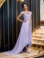 A-Line/Princess Straps Asymmetrical Chiffon Mother of the Bride Dresses With Beading