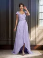 A-Line/Princess Straps Asymmetrical Chiffon Mother of the Bride Dresses With Beading