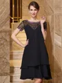 A-Line/Princess Scoop Knee-Length Chiffon Mother of the Bride Dresses With Beading