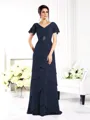 Sheath/Column V-neck Floor-Length Chiffon Mother of the Bride Dresses