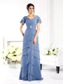 Sheath/Column V-neck Floor-Length Chiffon Mother of the Bride Dresses