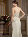 Trumpet/Mermaid Strapless Sweep Train Satin Mother of the Bride Dresses With Appliques Lace