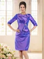 Sheath/Column Bateau Knee-Length Taffeta Mother of the Bride Dresses