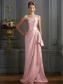 Sheath/Column Straps Sweep Train Silk Like Satin Mother of the Bride Dresses