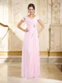 A-Line/Princess V-neck Floor-Length Chiffon Mother of the Bride Dresses With Ruffles