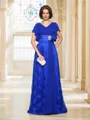 A-Line/Princess V-neck Sweep Train Chiffon Mother of the Bride Dresses With Appliques Lace