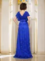 A-Line/Princess V-neck Sweep Train Chiffon Mother of the Bride Dresses With Appliques Lace