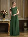 A-Line/Princess Scoop Floor-Length Chiffon Mother of the Bride Dresses With Pleats