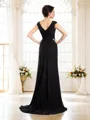 A-Line/Princess V-neck Sweep Train Chiffon Mother of the Bride Dresses With Ruffles