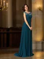 A-Line/Princess Scoop Sweep Train Chiffon Mother of the Bride Dresses With Beading