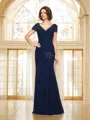 Trumpet/Mermaid V-neck Floor-Length Chiffon Mother of the Bride Dresses With Beading