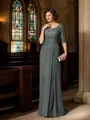 A-Line/Princess Scoop Floor-Length Chiffon Mother of the Bride Dresses With Appliques Lace