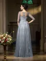 A-Line/Princess Scoop Floor-Length Satin Mother of the Bride Dresses With Lace