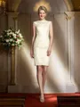 Sheath/Column Bateau Short/Mini Silk Like Satin Mother of the Bride Dresses
