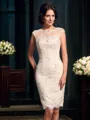 Sheath/Column Sheer Neck Short/Mini Lace Mother of the Bride Dresses With Lace