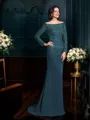 Sheath/Column Off-the-Shoulder Sweep Train Chiffon Mother of the Bride Dresses With Beading