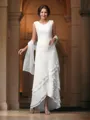A-Line/Princess Scoop Asymmetrical Chiffon Mother of the Bride Dresses With Lace
