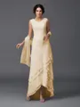 A-Line/Princess Scoop Asymmetrical Chiffon Mother of the Bride Dresses With Lace