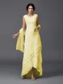 A-Line/Princess Scoop Asymmetrical Chiffon Mother of the Bride Dresses With Lace