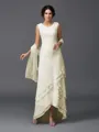 A-Line/Princess Scoop Asymmetrical Chiffon Mother of the Bride Dresses With Lace