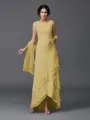 A-Line/Princess Scoop Asymmetrical Chiffon Mother of the Bride Dresses With Lace