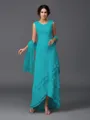 A-Line/Princess Scoop Asymmetrical Chiffon Mother of the Bride Dresses With Lace