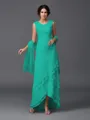 A-Line/Princess Scoop Asymmetrical Chiffon Mother of the Bride Dresses With Lace