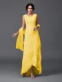 A-Line/Princess Scoop Asymmetrical Chiffon Mother of the Bride Dresses With Lace