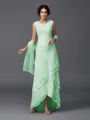 A-Line/Princess Scoop Asymmetrical Chiffon Mother of the Bride Dresses With Lace