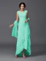 A-Line/Princess Scoop Asymmetrical Chiffon Mother of the Bride Dresses With Lace