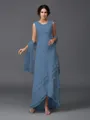 A-Line/Princess Scoop Asymmetrical Chiffon Mother of the Bride Dresses With Lace