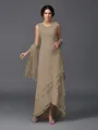 A-Line/Princess Scoop Asymmetrical Chiffon Mother of the Bride Dresses With Lace