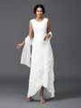 A-Line/Princess Scoop Asymmetrical Chiffon Mother of the Bride Dresses With Lace