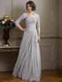 A-Line/Princess One-Shoulder Floor-Length Chiffon Mother of the Bride Dresses With Beading