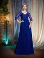 A-Line/Princess V-neck Floor-Length Chiffon Mother of the Bride Dresses With Sequin