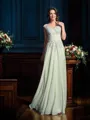 A-Line/Princess V-neck Floor-Length Chiffon Mother of the Bride Dresses With Appliques Lace